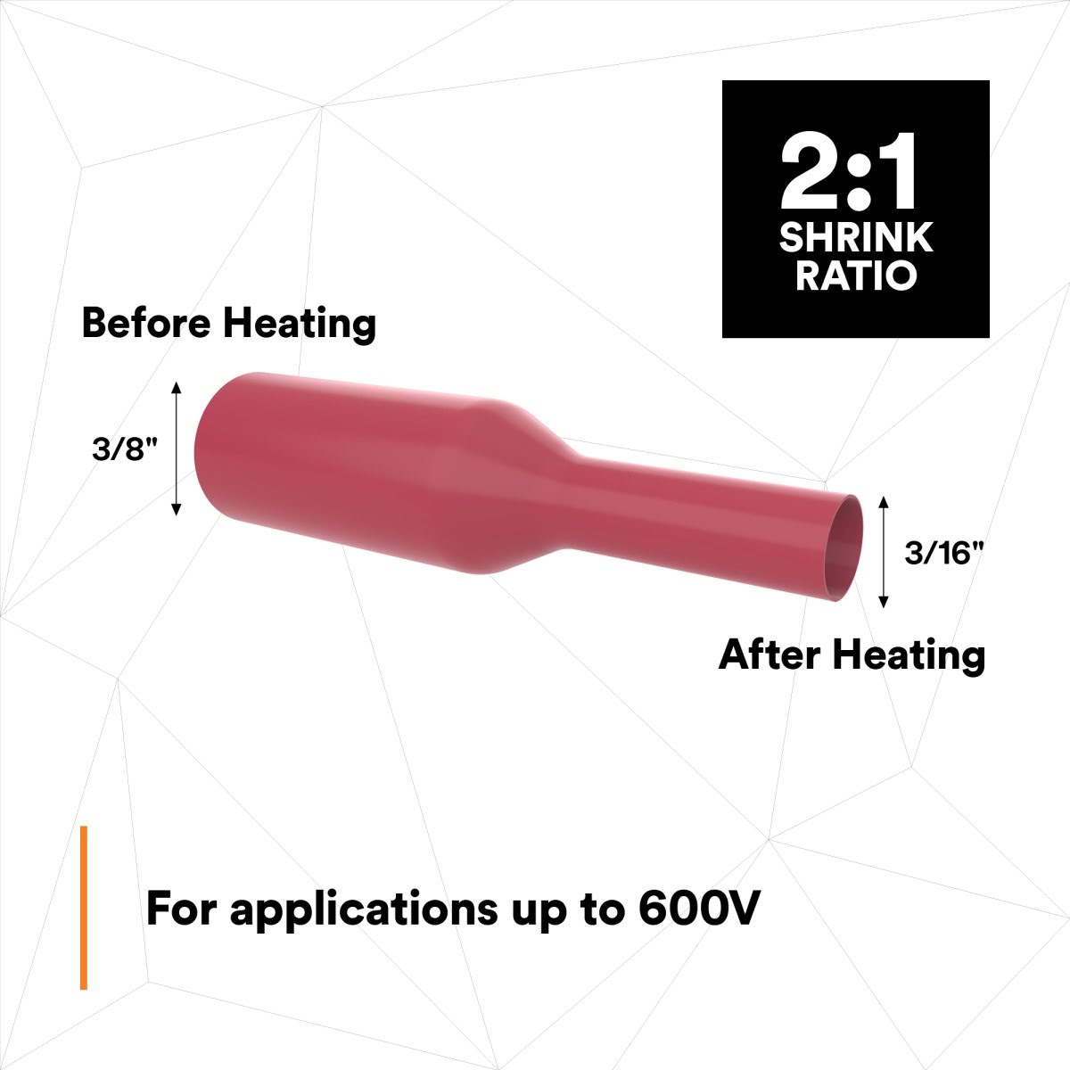 3M Heat Shrink Thin-Wall Tubing FP-301, Red, 3/8 in ID, 200 ft Spool (FP0.375RD200'L) (7100020271) (3 Pack) - 5