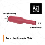 3M Heat Shrink Thin-Wall Tubing FP-301, Red, 3/8 in ID, 200 ft Spool (FP0.375RD200'L) (7100020271) (3 Pack) - 5