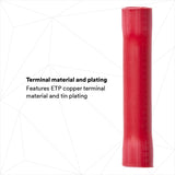 3M MVU18BCX Butt Connector, Vinyl Insulated, Red, 22-18 AWG, 1 in (7100021008) (500 Pack) - 6