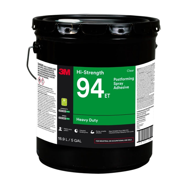 3M 94 ET Hi-Strength Spray Adhesive, Clear, 5 Gallon Pail (7100022993)