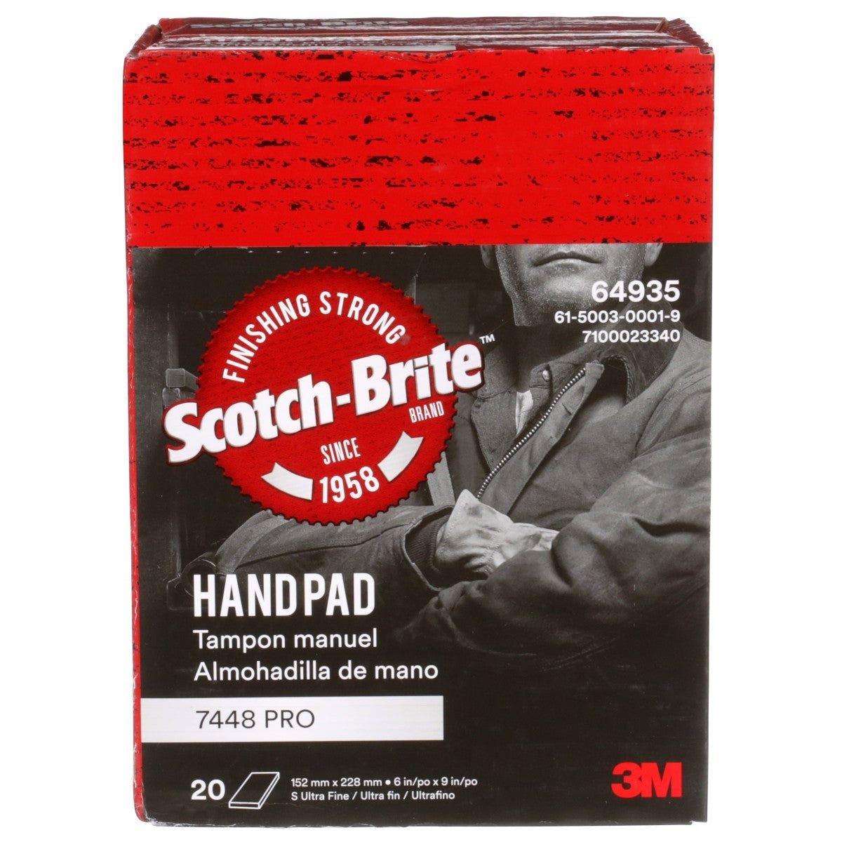 3M PO-HP 7448 Scotch-Brite Hand Pad, SiC Ultra Fine, Gray, 6 in x 9 in (7100023340) (20 Pack) - 4