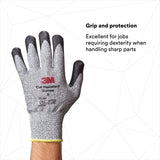 3M CGL-CR Comfort Grip Cut Resistant Work Gloves, ANSI 3, Gray, Large, Nitrile Foam Coated, Washable, Knit Wrist Cuff (7100023421) (1 Pair) (6 Pack) - 3