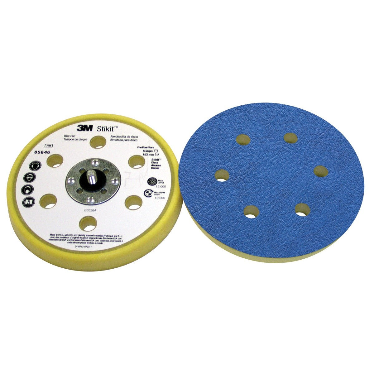 3M Stikit D/F Low Profile Finishing Disc Pad, Beige, 6 in x 11/16 in, 5/16-24 External, 6 Hole (05646) (7100024717) (10 Pack)