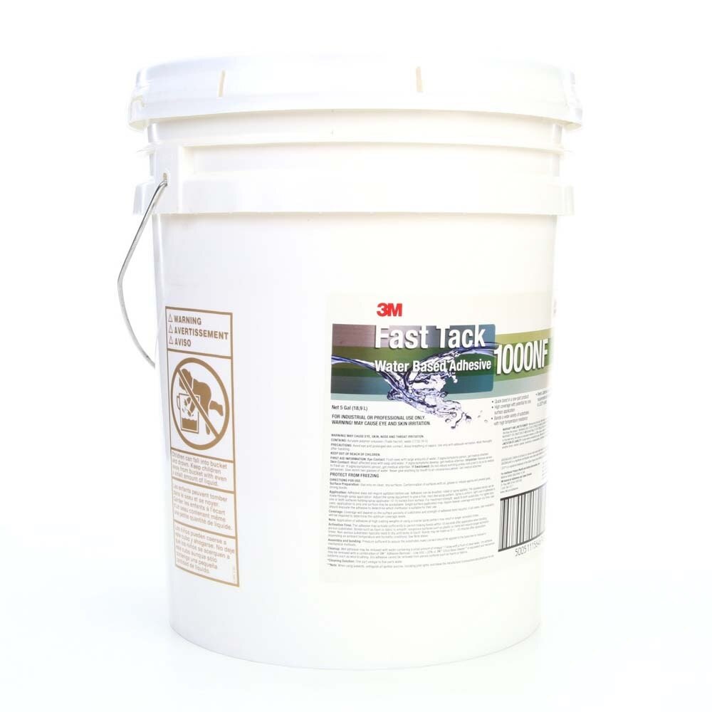 3M 1000NF Fast Tack Water Based Adhesive , Neutral, 5 Gallon Drum Pail (7100025154) (5 Pack) - 2