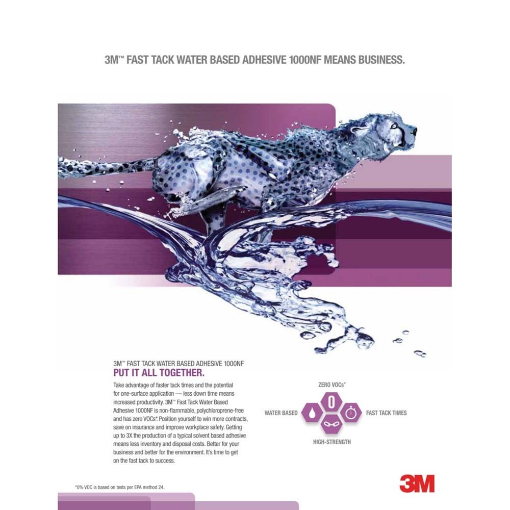 3M 1000NF Fast Tack Water Based Adhesive , Neutral, 5 Gallon Drum Pail (7100025154) (5 Pack) - 5