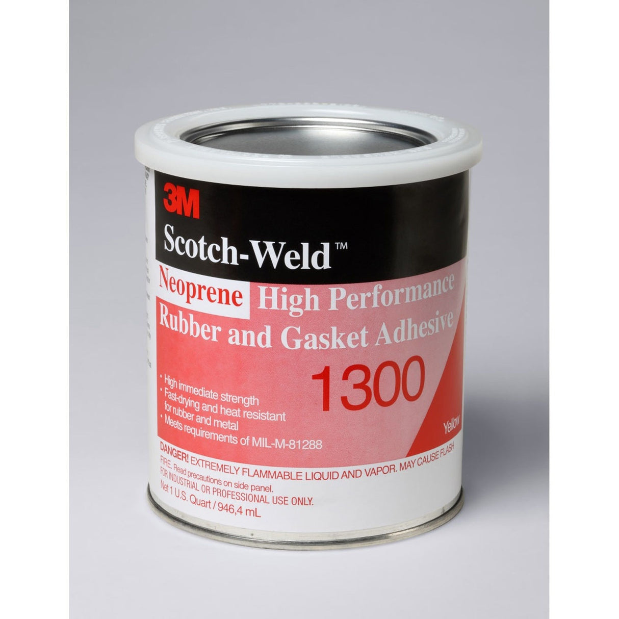 3M 1300 Neoprene High Performance Rubber and Gasket Adhesive, Yellow, 1 Quart (7100025171) (12 Pack)