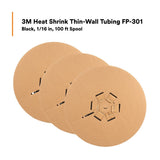 3M Heat Shrink Thin-Wall Tubing FP-301, Black, 1/16 in, 100 ft Spool, 1 Roll (FP0.063BK100'S) (7100025179) (3 Pack) - 6