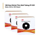 3M Heat Shrink Thin-Wall Tubing FP-301, 3/32 in, 100 ft Spool, Black (FP0.094BK100'S) (7100025699) (3 Pack) - 4
