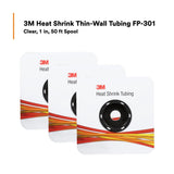 3M 7100027263 Heat Shrink Thin-Wall Tubing, Clear, 2 to 1 Shrink Ratio, 1 in x 50 ft Spool (FP1.000CR50'S) (7100027263) (3 Pack) - 9
