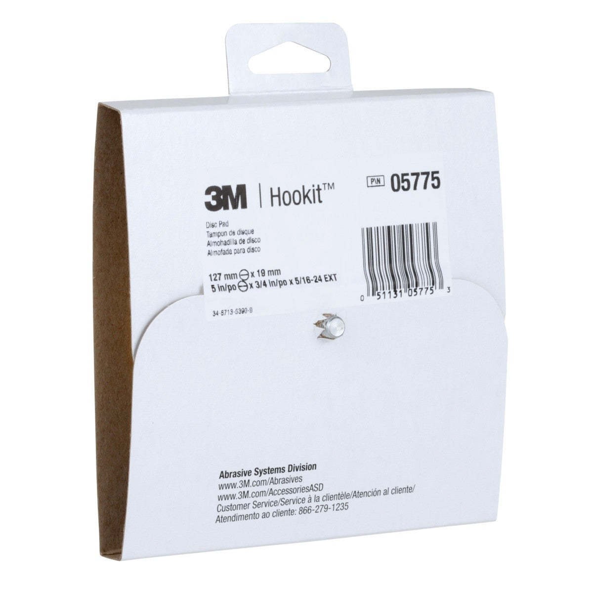 3M 05775 Hookit Disc Pad, 5 in x 3/4 in 5/16-24 External, Yellow (7100027274) (10 Pack) - 7