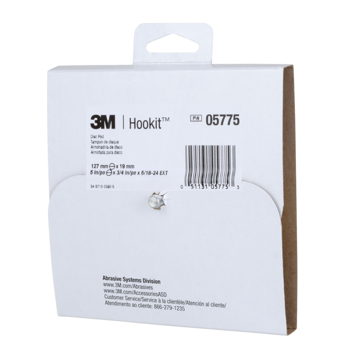 3M 05775 Hookit Disc Pad, 5 in x 3/4 in 5/16-24 External, Yellow (7100027274) (10 Pack) - 8