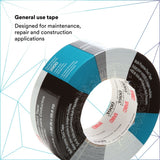3M 3900 Multi-Purpose Duct Tape, Silver, 48 mm x 54.8 m, 7.6 mil, Rubber Adhesive, Water Resistant, Conveniently Packaged (7100029108) (24 Pack) - 6