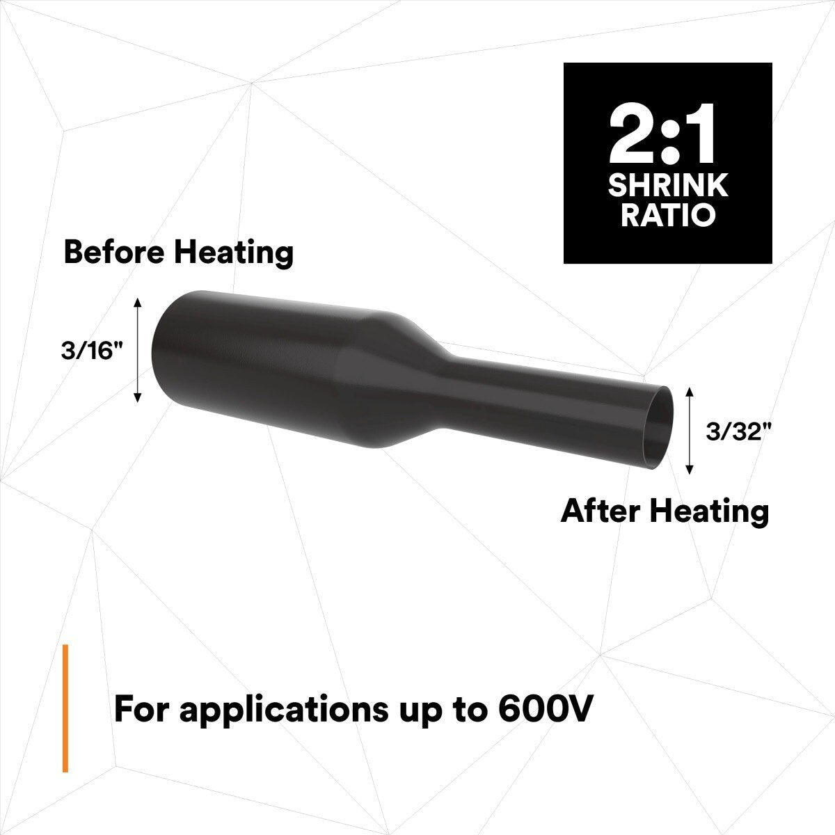 3M FP0.188BK100'S FP-301 Heat Shrink Thin Wall Tubing, 3/16 in x 100 ft Spool, Black (7100030001) (3 Pack) - 5