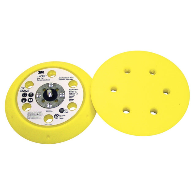 3M 05876 Xtract Hookit Standard Back-up Pad, Yellow, 6 in, External 6 Holes, 5/16-24 EXT (7100032853) (10 Pack)