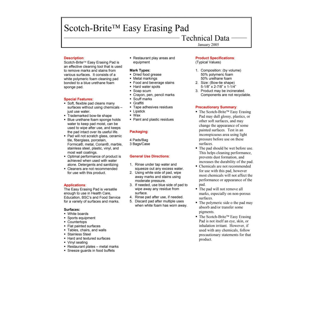 3M Scotch-Brite Easy Erasing Pad, Light Duty, Non-Scratch, Blue, 2-13/16 in x 4-1/2 in x 1-3/16 in (7100032938) (12 Pack) - 4