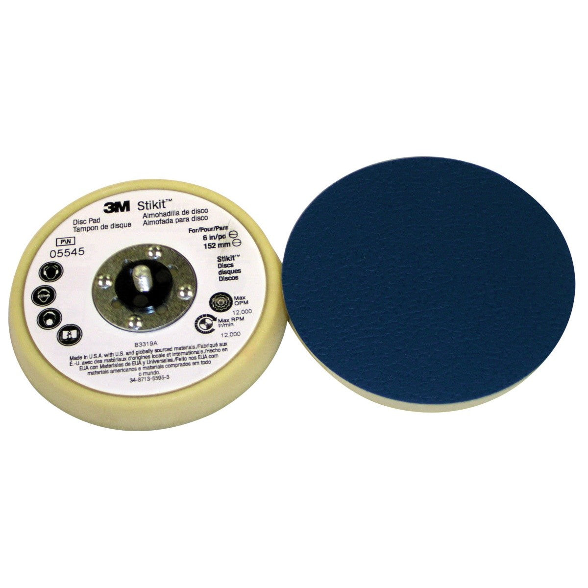 3M Stikit Low Profile Finishing Disc Pad, PSA Soft Beige, 5 in, 5/16-24 External (05545) (7100032986) (10 Pack)