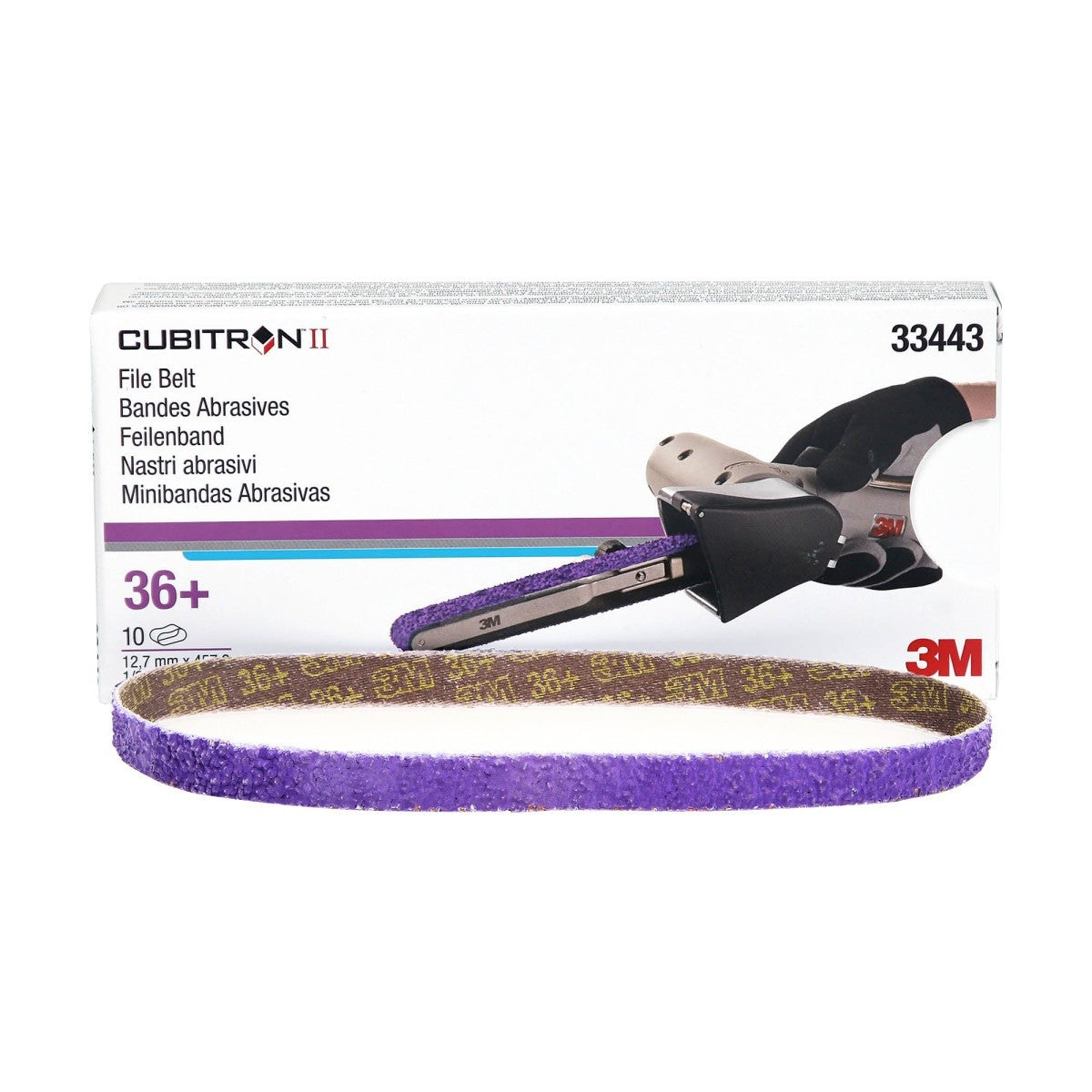 3M 786F 33443 Cubitron II File Belt, 36+ Grit, Purple, 1/2 in x 18 in, Spot Weld Removal (7100033184) (50 Pack) - 5