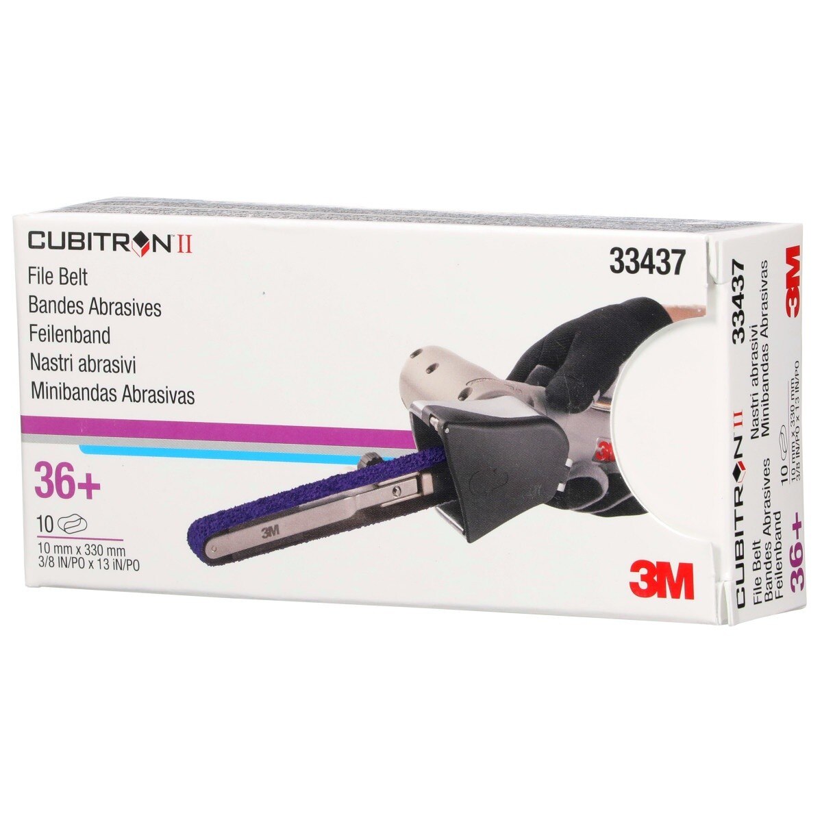3M 786F 33437 Cubitron II File Belt, 36+ Grit, Purple, 3/8 in x 13 in, Spot Weld Removal (7100033193) (50 Pack) - 10