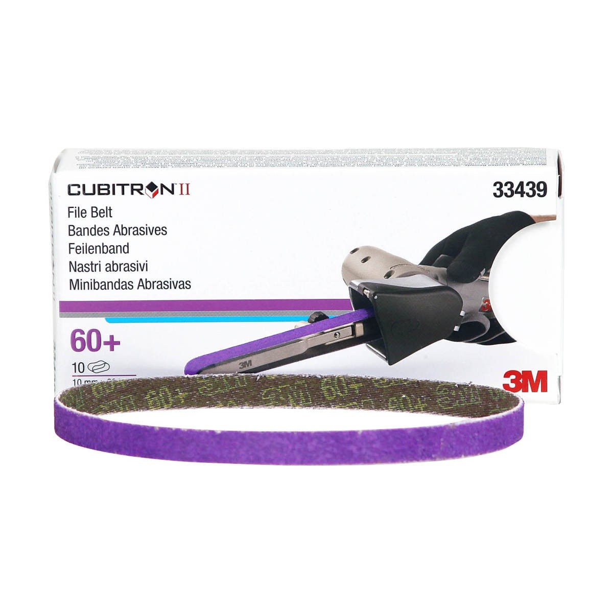 3M 786F 33439 Cubitron II File Belt, 60+ Grit, Purple, 3/8 in x 13 in, Spot Weld Removal (7100033194) (10 Pack) - 5