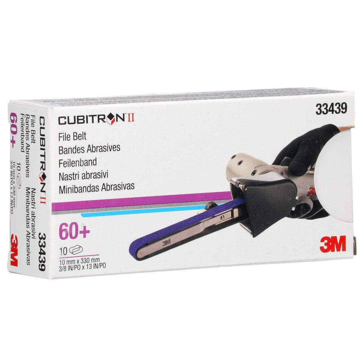 3M 786F 33439 Cubitron II File Belt, 60+ Grit, Purple, 3/8 in x 13 in, Spot Weld Removal (7100033194) (10 Pack) - 8
