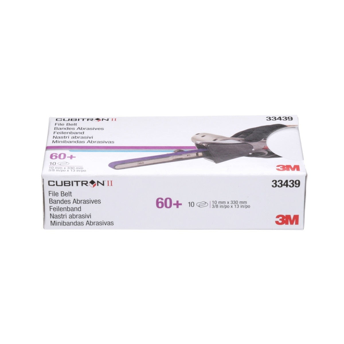 3M 786F 33439 Cubitron II File Belt, 60+ Grit, Purple, 3/8 in x 13 in, Spot Weld Removal (7100033194) (10 Pack) - 10
