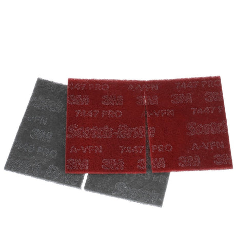 3M PO-HP 7447/7448 64933 Scotch-Brite Pro Hand Pad Multipack, Gray Maroon, 6 in x 9 in (7100033494) (400 Pack)