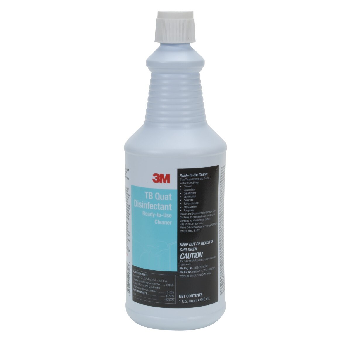 3M TB Quat Disinfectant Ready-To-Use Cleaner, Deodorizer, Disinfectant, 1 qt Bottle (7100034339) (12 Pack) - 2