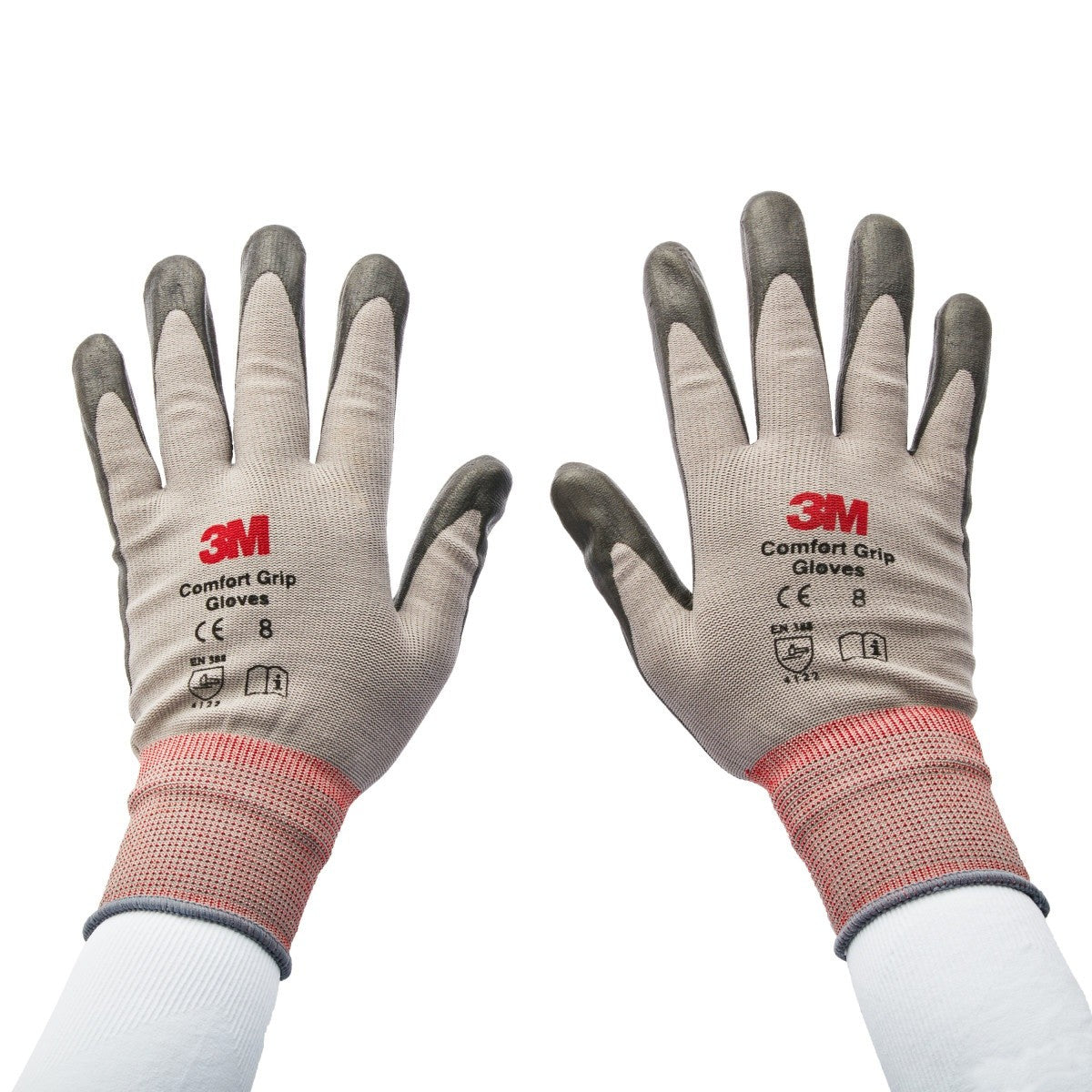 3M CGL-GU General Use Work Glove, Nitrile Palm Coating, Washable, Knit Wrist Cuff, Gray, Large (7100034911) (1 Pair) (6 Pack) - 2