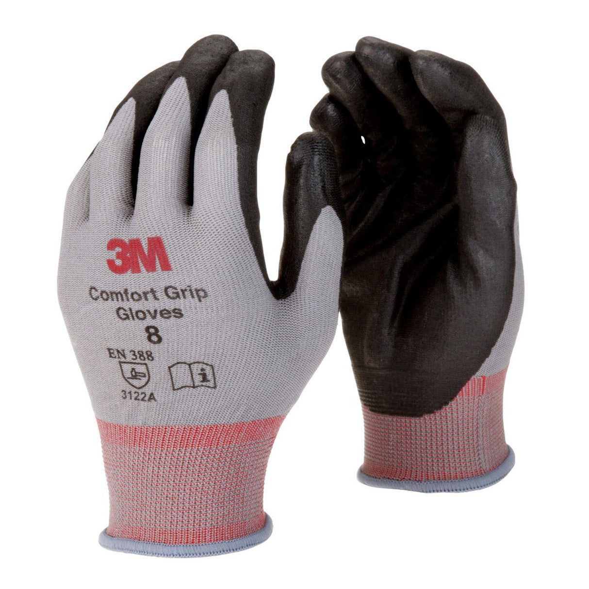 3M CGM-GU Comfort Grip General Use Work Gloves, Nitrile Palm Coating, Gray, Medium (7100034912) (1 Pair)