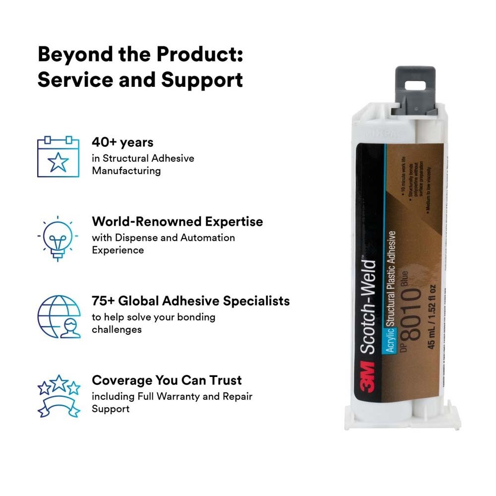 3M 8010 Scotch-Weld Structural Plastic Adhesive DP Blue for Plastic to Metal Bonding (45 mL Duo-Pak) (7100036717) - 7