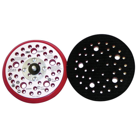 3M Xtract Hookit Low Profile Back-up Pad, Hook and Loop, Red Foam, 5 in x 3/8 in, 5/16-24 External Thread, 44 Holes (20353) (7100037832) (10 Pack)