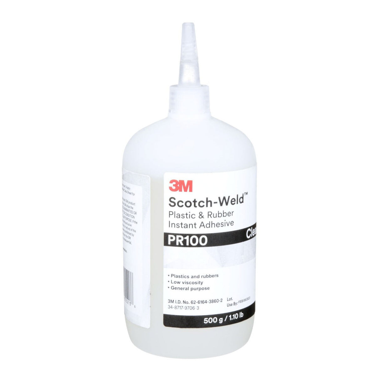 3M PR100 Plastic and Rubber Instant Adhesive, Clear, Low Viscosity, 500 g 1.10 lb Bottle, 1 Bottle/Case (7100039200) - 2