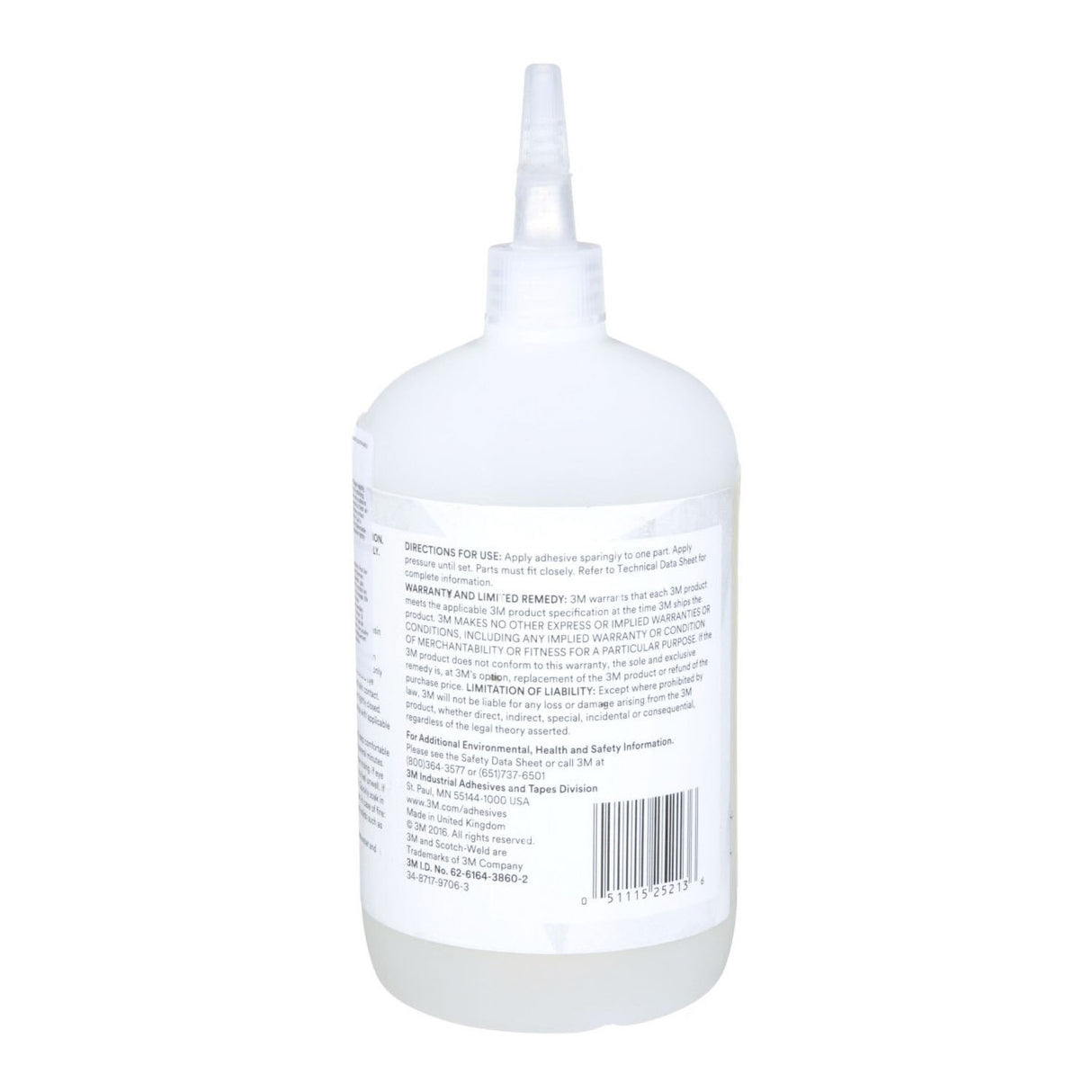 3M PR100 Plastic and Rubber Instant Adhesive, Clear, Low Viscosity, 500 g 1.10 lb Bottle, 1 Bottle/Case (7100039200) - 5