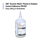 3M PR100 Plastic and Rubber Instant Adhesive, Clear, Low Viscosity, 500 g 1.10 lb Bottle, 1 Bottle/Case (7100039200) - 6