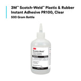 3M PR100 Plastic and Rubber Instant Adhesive, Clear, Low Viscosity, 500 g 1.10 lb Bottle, 1 Bottle/Case (7100039200) - 7
