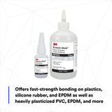 3M PR100 Plastic and Rubber Instant Adhesive, Clear, Low Viscosity, 500 g 1.10 lb Bottle, 1 Bottle/Case (7100039200) - 8