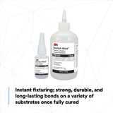 3M PR100 Plastic and Rubber Instant Adhesive, Clear, Low Viscosity, 500 g 1.10 lb Bottle, 1 Bottle/Case (7100039200) - 9