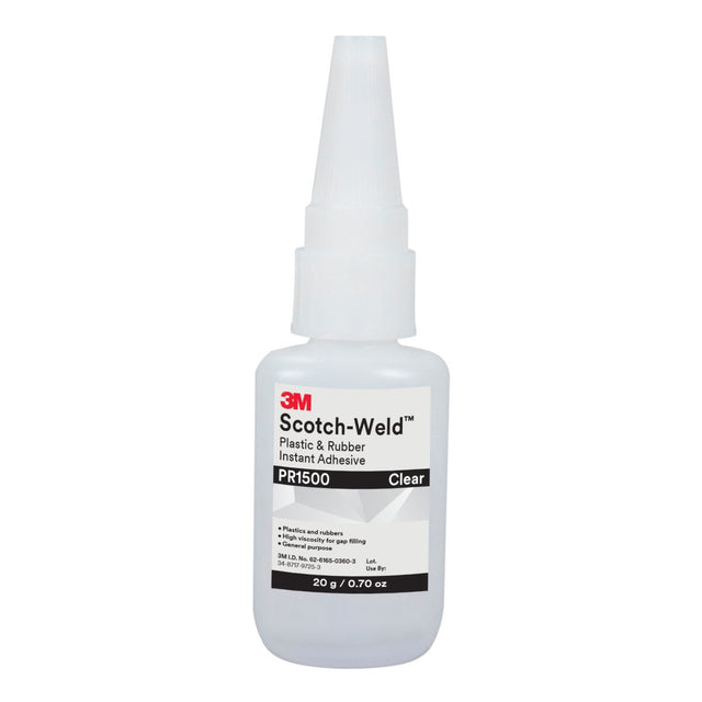 3M Scotch-Weld Plastic and Rubber Instant Adhesive, Clear, 20 Gram Bottle (PR1500) (7100039201) (10 Pack)