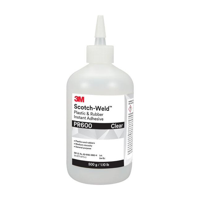 3M PR600 Scotch-Weld Plastic & Rubber Instant Adhesive, Clear, 500 Gram (7100039246)