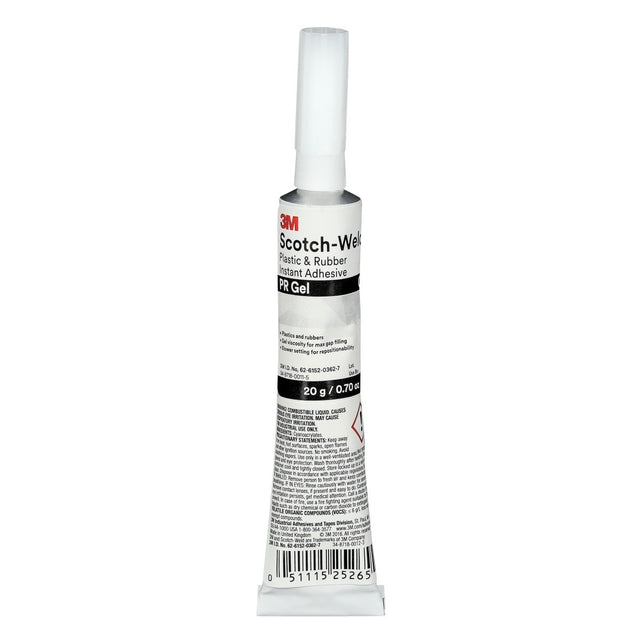 3M Scotch-Weld Plastic and Rubber Instant Adhesive PR Gel, Clear, 20 g Tube (PR GEL) (7100039255) (10 Pack)