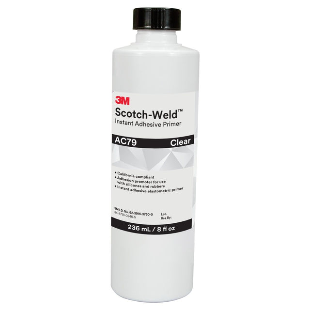 3M Scotch-Weld Instant Adhesive Primer, Clear, 8 fl oz Bottle (AC79) (7100039264) (4 Pack)