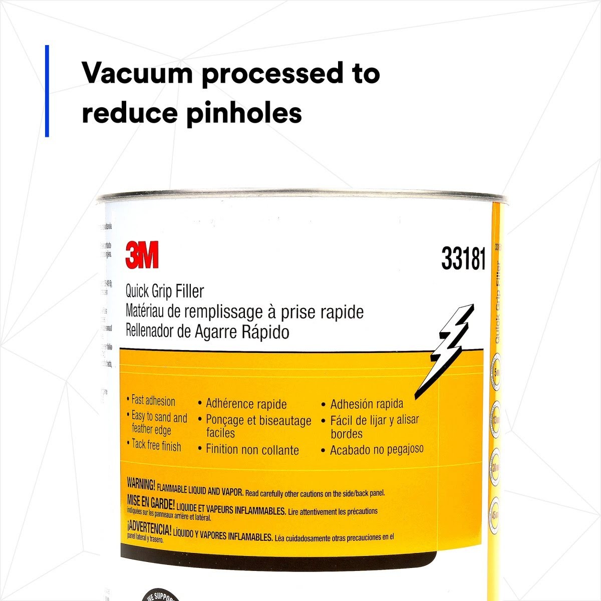 3M Quick Grip Filler Body Filler, Gray Paste, 1 gal Can (33181) (7100039451) (4 Pack) - 2