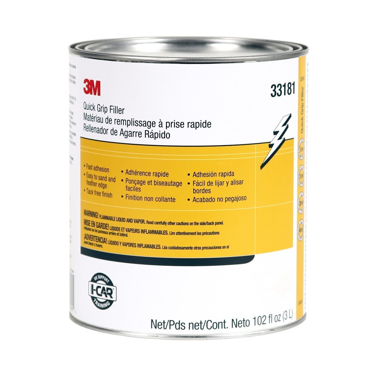 3M Quick Grip Filler Body Filler, Gray Paste, 1 gal Can (33181) (7100039451) (4 Pack) - 5