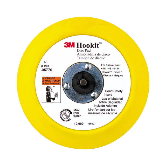 3M Hookit Abrasive Disc Pad, Medium Density Foam, Yellow, 6 in, 5/16-24 EXT (05776) (7100041779) (10 Pack)