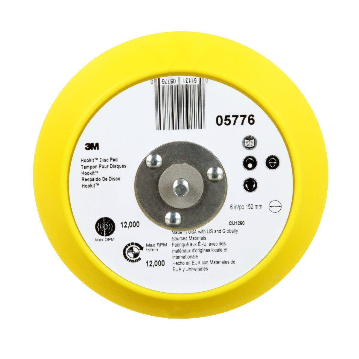 3M Hookit Abrasive Disc Pad, Medium Density Foam, Yellow, 6 in, 5/16-24 EXT (05776) (7100041779) (10 Pack) - 2
