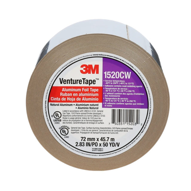 3M Venture Tape Aluminum Foil Tape, Cold Weather Acrylic Adhesive, Silver, 2.83 in x 50 yd, 3.2 mil (1520CW) (7100043713) (16 Pack)