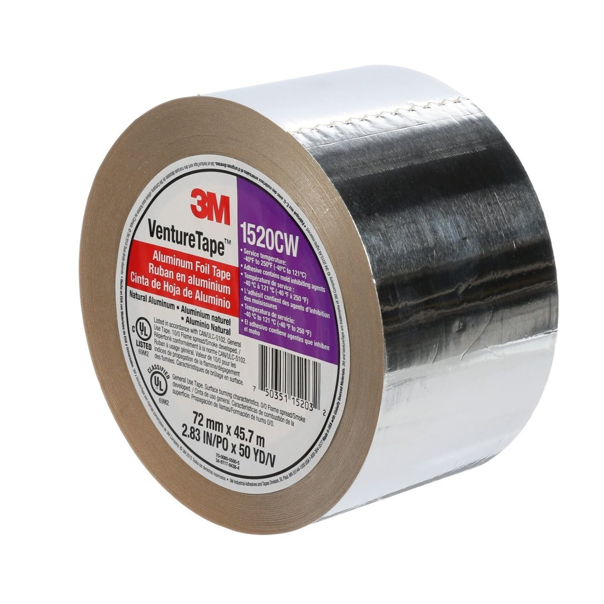 3M Venture Tape Aluminum Foil Tape, Cold Weather Acrylic Adhesive, Silver, 2.83 in x 50 yd, 3.2 mil (1520CW) (7100043713) (16 Pack) - 4