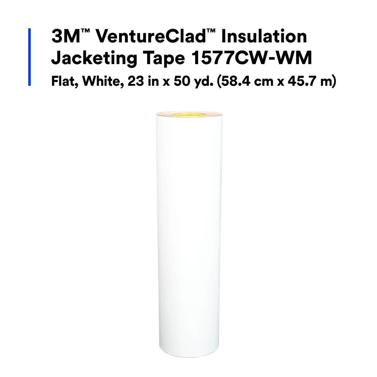 3M 1577CW-WM Insulation Jacketing Tape, Flat, White, 23 in x 50 yd, 1 Roll/Case (7100043741) - 2
