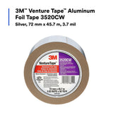 3M 3520CW Venture Tape Aluminum Foil Tape, Silver, 72 mm x 45.7 m, 3.7 mil (7100043750) (256 Pack) - 3