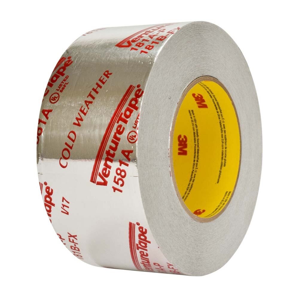 3M 7100043830 Venture Tape UL181A-P Aluminum Foil Tape 1581A Silver 2 1/2 in x 60 yd 2 mil